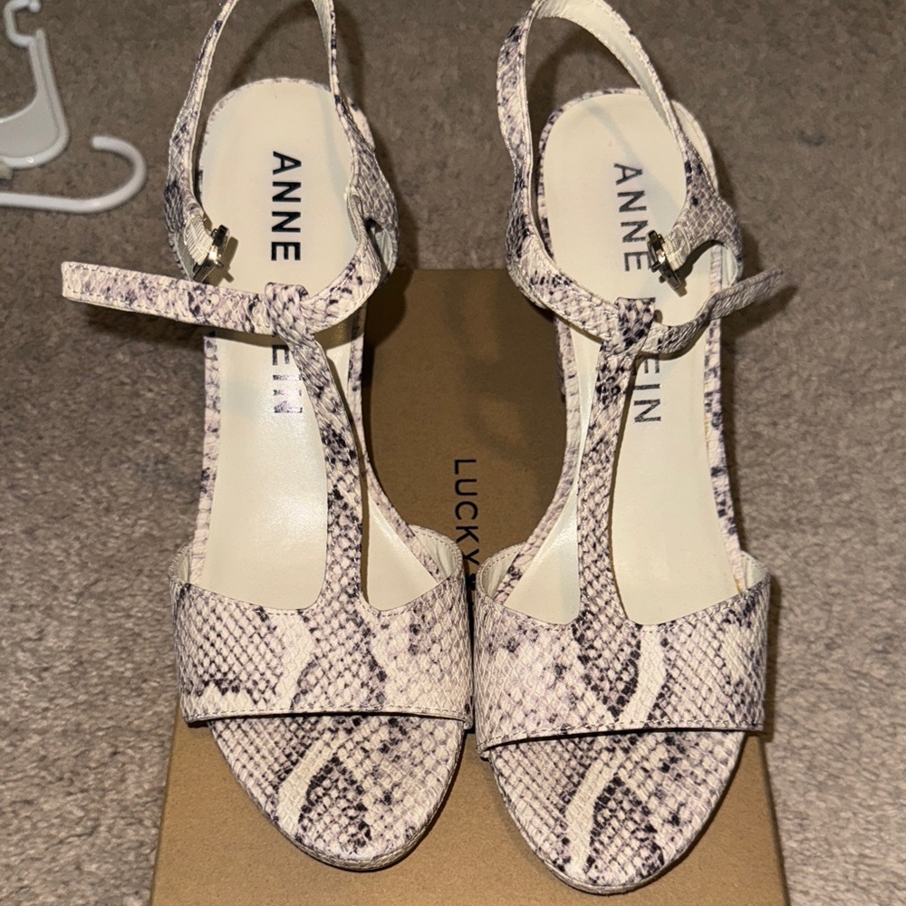 Anne Klein Snakeskin Pattern Sandals - Black and White